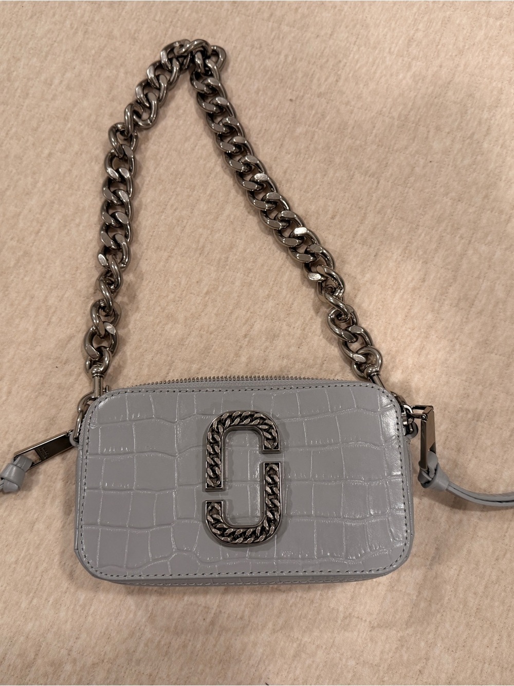 Marc Jacobs  Croc-Embossed "The Snapshot" bag Quarry